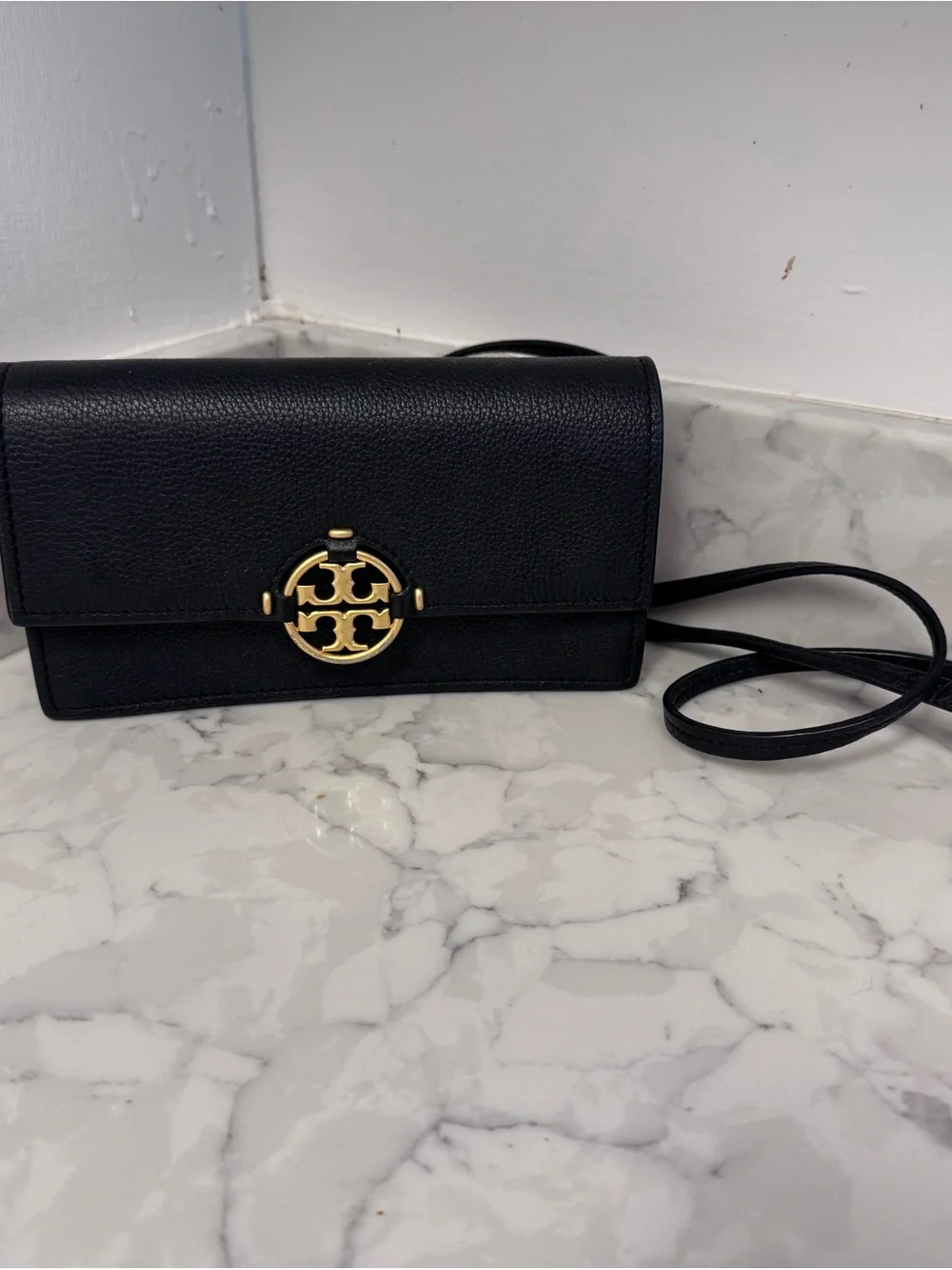 Tory Burch Miller Wallet Crossbody with Gold Logo Accent